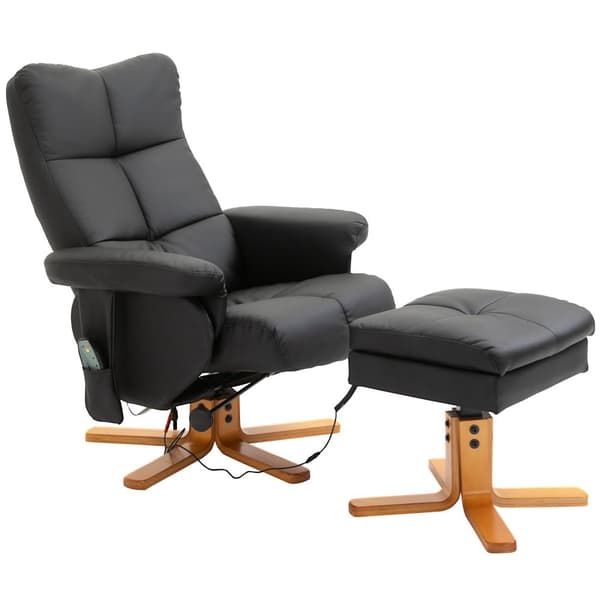 Massagestol med fotpall, 80x86x99 cm, Svart