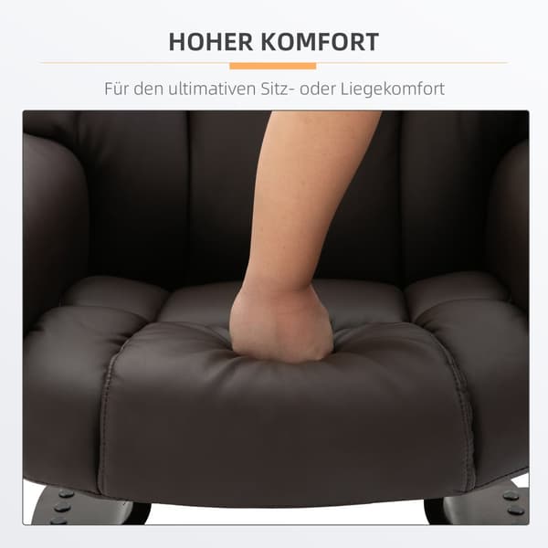 Massagestol med fotpall och lutningsfunktion, 79x82x101 cm, Brun