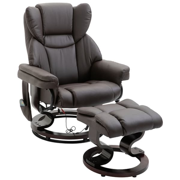 Massagestol med fotpall och lutningsfunktion, 79x82x101 cm, Brun