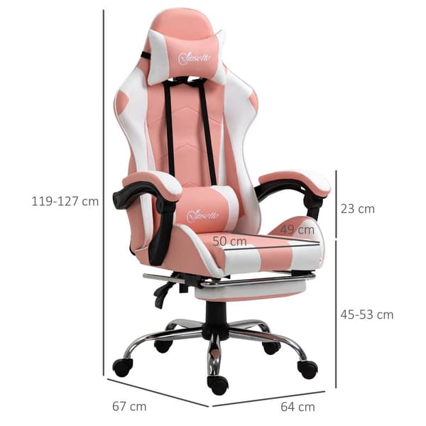 Spelstol, 64x67x119-127 cm, Rosa och Vit