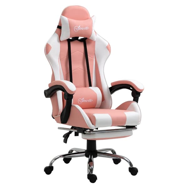 Spelstol, 64x67x119-127 cm, Rosa och Vit