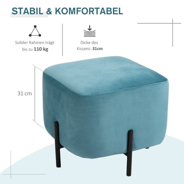 Fodskammel, 44.5x44.5x41.5 cm, Turkis