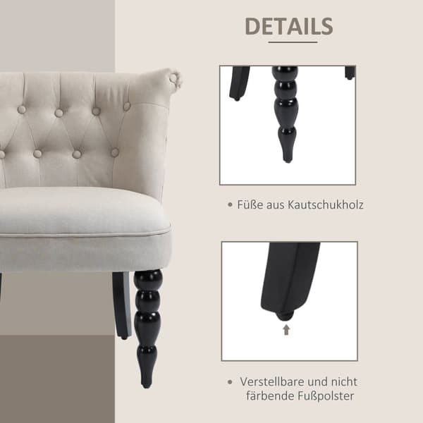 Rentoutumistuoli, Vintage, 67x67x78 cm, Beige Musta