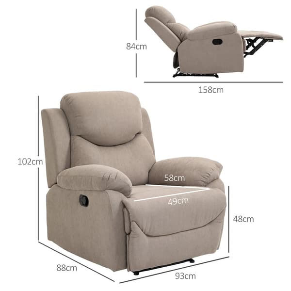 Recliner Enkelt Sofa, 97x96x105.5 cm, Beige