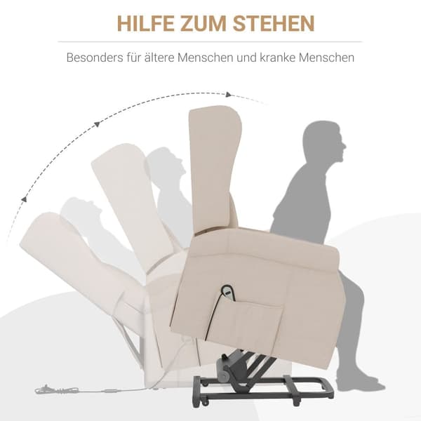 Fåtölj med Elektrisk Tillbakalutningsfunktion, 72.5x94x109 cm, Kräm