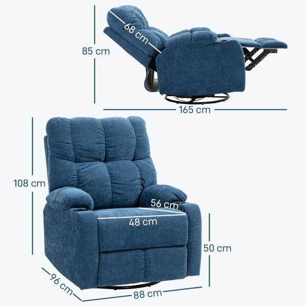 Rootz Relaxation lænestol - hvilestol - roterbar stol - fuldt justerbar komfort - 88x96x108 cm, mørkeblå
