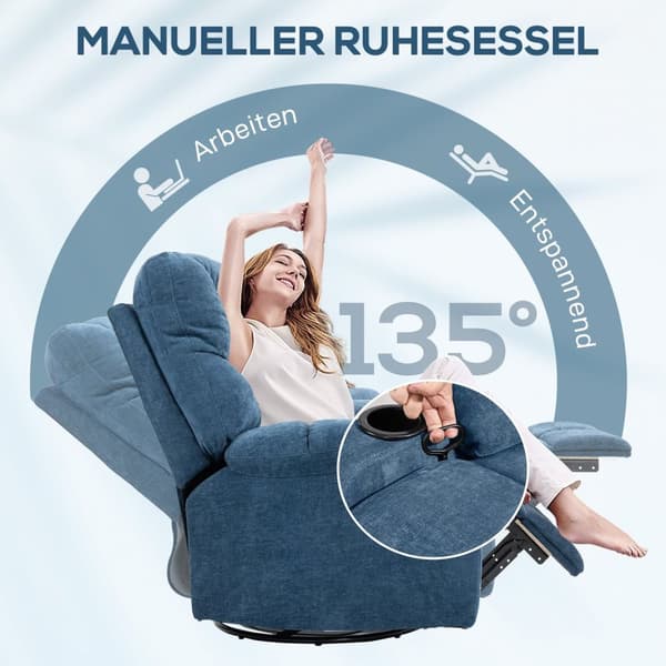 Rootz Relaxation lænestol - hvilestol - roterbar stol - fuldt justerbar komfort - 88x96x108 cm, mørkeblå