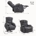 Miniatyrbild 3 av 11: Rootz Electric Power Lift Stand Up Chair - Recliner - Cinema Chair - Massage & Heat - 93W X 91D x 110H CM - USB Ports & Cup Holders - Grey