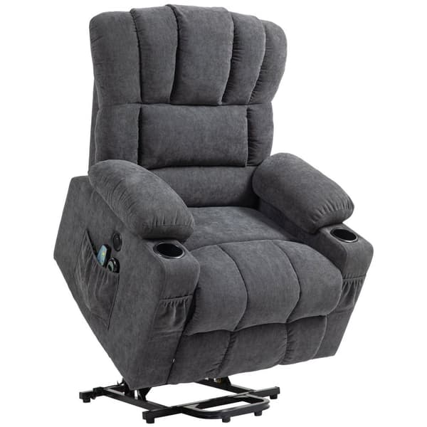 Rootz Electric Power Lift Stand Up Chair - Recliner - Cinema Chair - Massage & Heat - 93W X 91D x 110H CM - USB Ports & Cup Holders - Grey