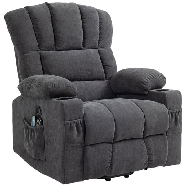Rootz Electric Power Lift Stand Up Chair - Recliner - Cinema Chair - Massage & Heat - 93W X 91D x 110H CM - USB Ports & Cup Holders - Grey