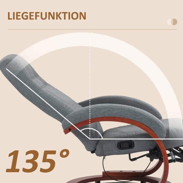 Rootzin lepotuoli - Lounge -tuoli - lepotuoli - 360 ° kääntö - 68 cm x 86cm x 100cm - harmaa