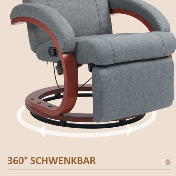 Rootzin lepotuoli - Lounge -tuoli - lepotuoli - 360 ° kääntö - 68 cm x 86cm x 100cm - harmaa