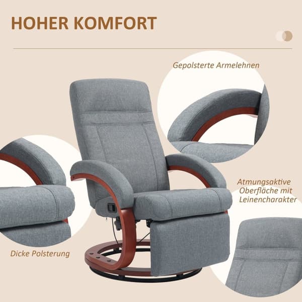 Rootzin lepotuoli - Lounge -tuoli - lepotuoli - 360 ° kääntö - 68 cm x 86cm x 100cm - harmaa