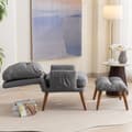 Miniatyrbild 3 av 11: Loungefåtölj med fotstöd, 5-stegs justerbar rygg, lutningsfunktion och sidofack – bekväm vilstol för hemmet