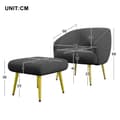 Miniatyrbillede 4 af 11: Moderne Sherpa-lænestol med fodskammel – ergonomisk loungesæde med guldfarvede ben og luksuriøs stuekomfort
