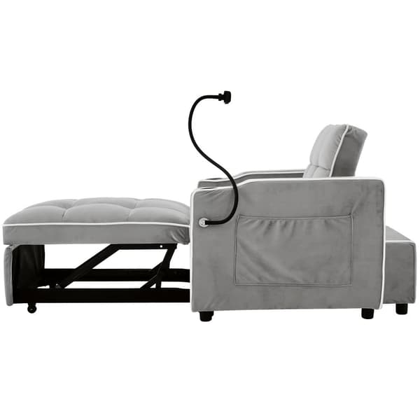 3-i-1 utdragbar bäddfåtölj – med mugghållare & mobilhållare, sovstol/loungefåtölj, kompakt soffa för små utrymmen, 83×167×76 cm