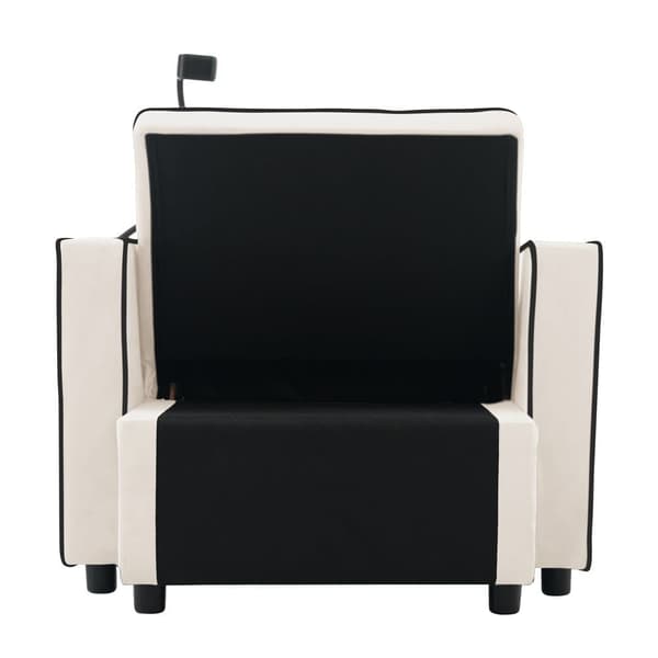 3-i-1 Bäddfåtölj för en person – Utdragbar vilstol med dryckeshållare & mobilhållare, sovfåtölj och loungesoffa för små utrymmen, 83x167x76 cm