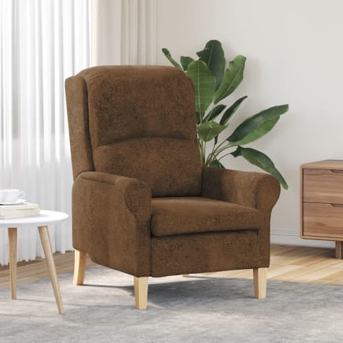 Modern Fåtölj Brun Tyg, Trä Standard Ergonomisk Fåtölj