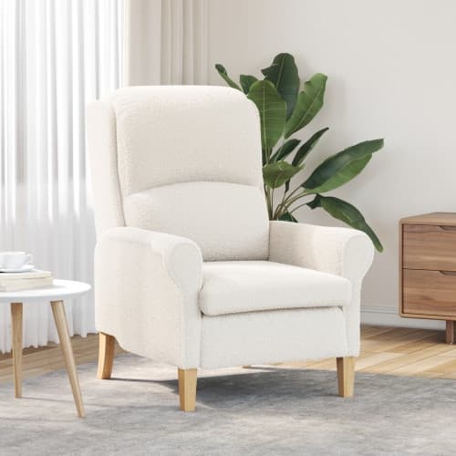 Ergonomisk Fåtölj Gräddfärgad Tyg, Trä Standard Ergonomisk
