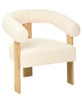 Miniatyrbilde 5 av 11: Lenestol Off-white Lysebrun Boucléstoff Tre Retro design Stue Spisestue Stol