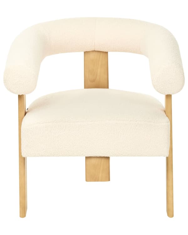 Lenestol Off-white Lysebrun Boucléstoff Tre Retro design Stue Spisestue Stol