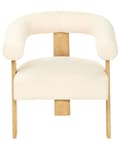 Miniatyrbilde 6 av 11: Lenestol Off-white Lysebrun Boucléstoff Tre Retro design Stue Spisestue Stol