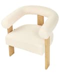 Miniatyrbilde 8 av 11: Lenestol Off-white Lysebrun Boucléstoff Tre Retro design Stue Spisestue Stol