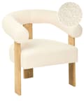 Miniatyrbilde 1 av 11: Lenestol Off-white Lysebrun Boucléstoff Tre Retro design Stue Spisestue Stol