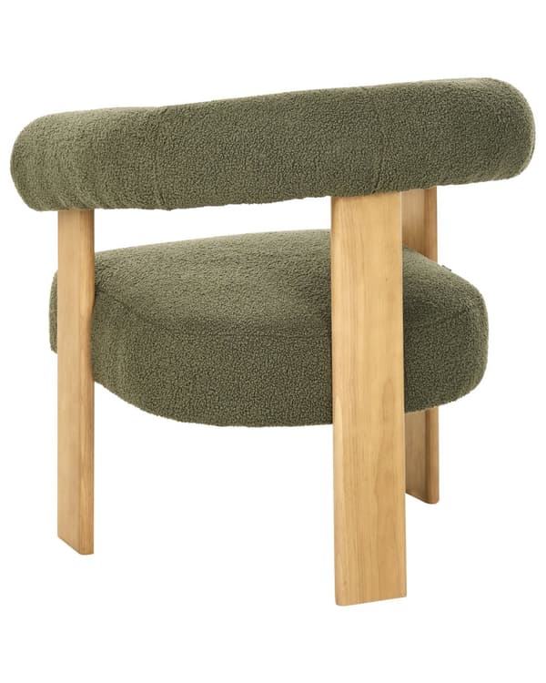 Lenestol Grønn Lysebrun Boucléstoff Tre Retro design Stue Spisestue Stol