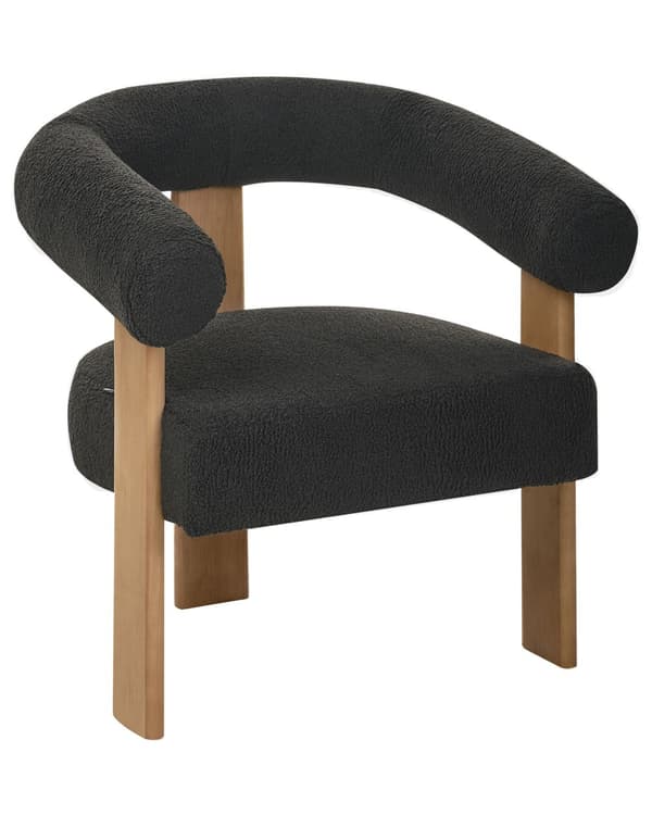 Lenestol Svart Mørkebrun Boucléstoff Tre Retro design Stue Spisestue Stol