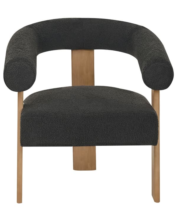 Lenestol Svart Mørkebrun Boucléstoff Tre Retro design Stue Spisestue Stol