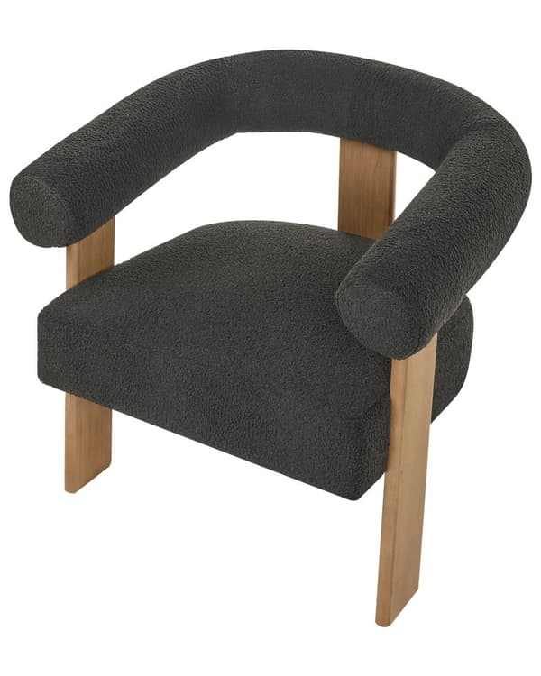 Lenestol Svart Mørkebrun Boucléstoff Tre Retro design Stue Spisestue Stol