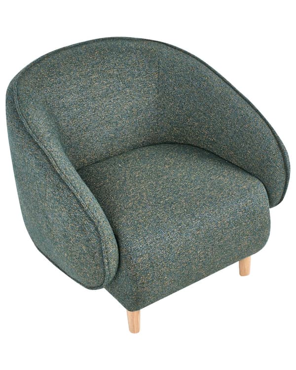 Lenestol Grønn Polstret Dobbel Stoff Stol Badekar Retro Stil