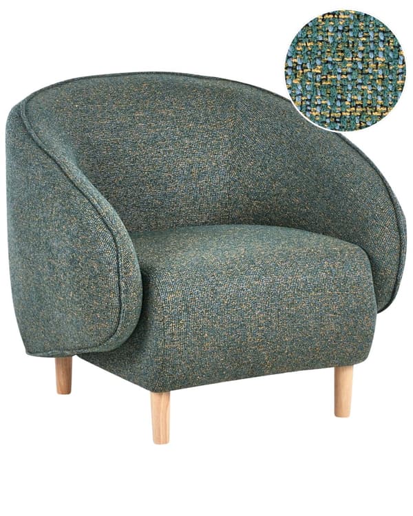 Lenestol Grønn Polstret Dobbel Stoff Stol Badekar Retro Stil