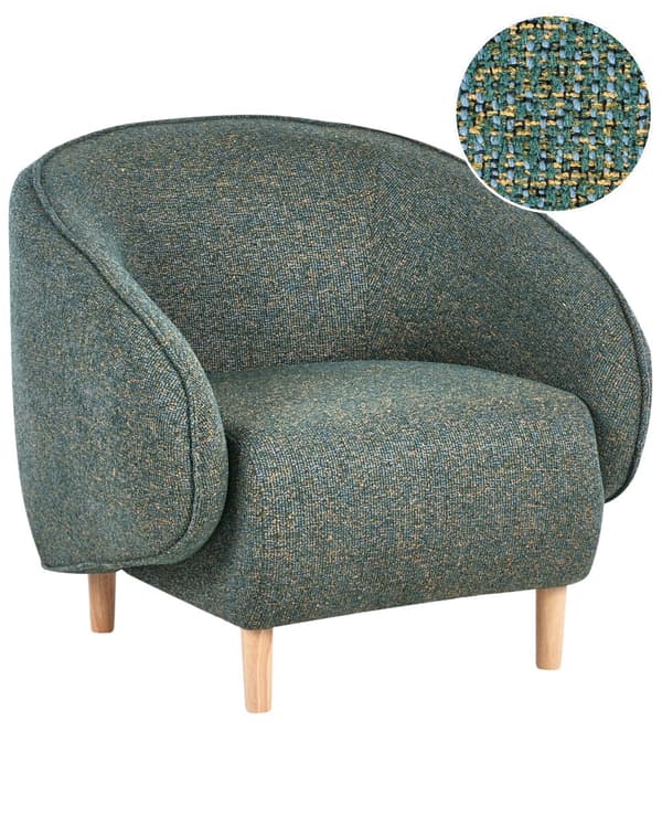 Lenestol Grønn Polstret Dobbel Stoff Stol Badekar Retro Stil