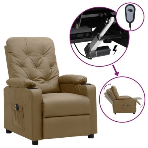 Elektrisk reclinerfåtölj cappuccino konstläder