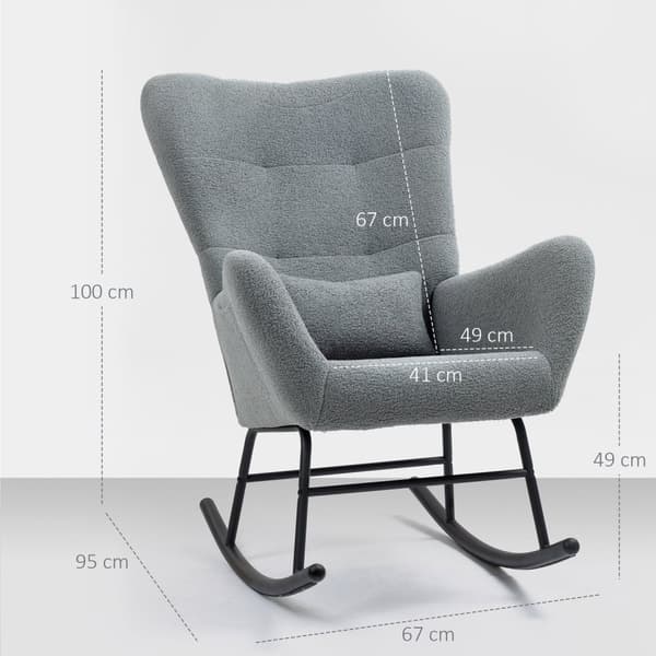 Rootz Rocking Stol - Fluffy Lounge stol - skridsikre hvilestol - luksuriøs komfort - 67 cm x 95 cm x 100 cm - Grå