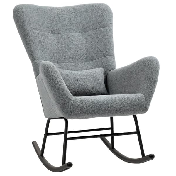 Rootz Rocking Stol - Fluffy Lounge stol - skridsikre hvilestol - luksuriøs komfort - 67 cm x 95 cm x 100 cm - Grå