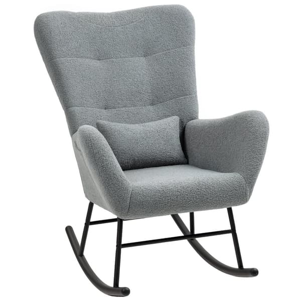 Rootz Rocking Stol - Fluffy Lounge stol - skridsikre hvilestol - luksuriøs komfort - 67 cm x 95 cm x 100 cm - Grå