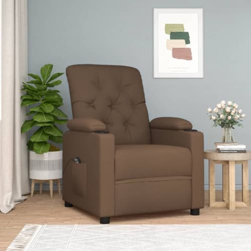 Elektrisk reclinerfåtölj Brun tyg