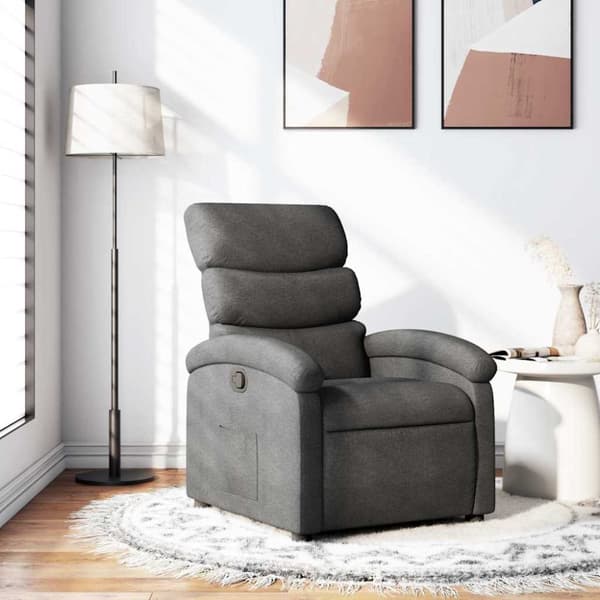 Reclinerfåtölj mörkgrå tyg