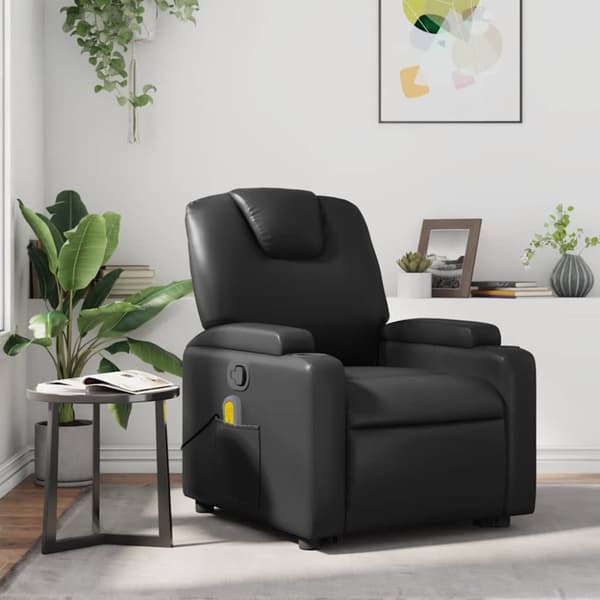 Massagefåtölj svart konstläder
