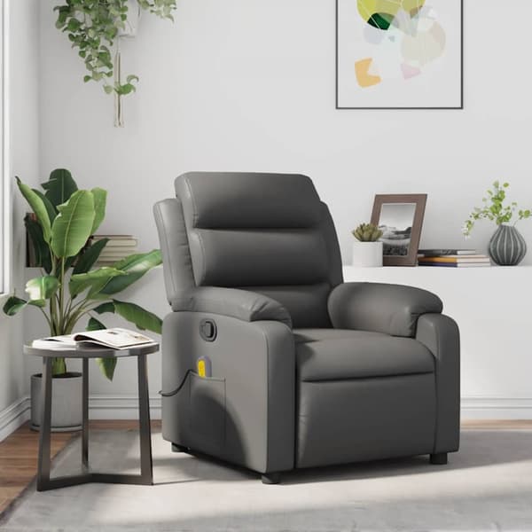 Massagefåtölj grå konstläder