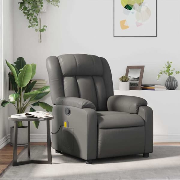 Massagefåtölj grå konstläder