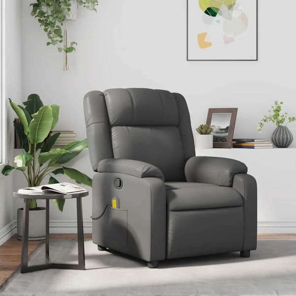 Massagefåtölj grå konstläder