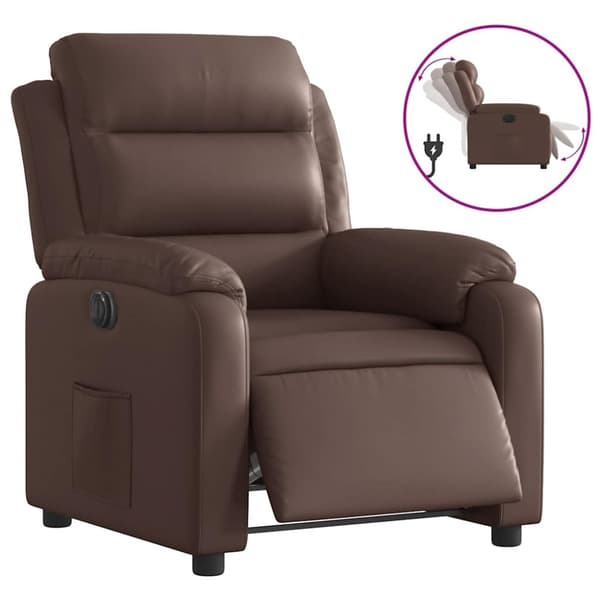 Elektronisk reclinerfåtölj brun konstläder