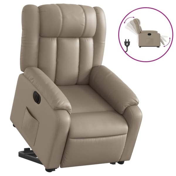 Reclinerfåtölj med uppresningshjälp cappuccino konstläder