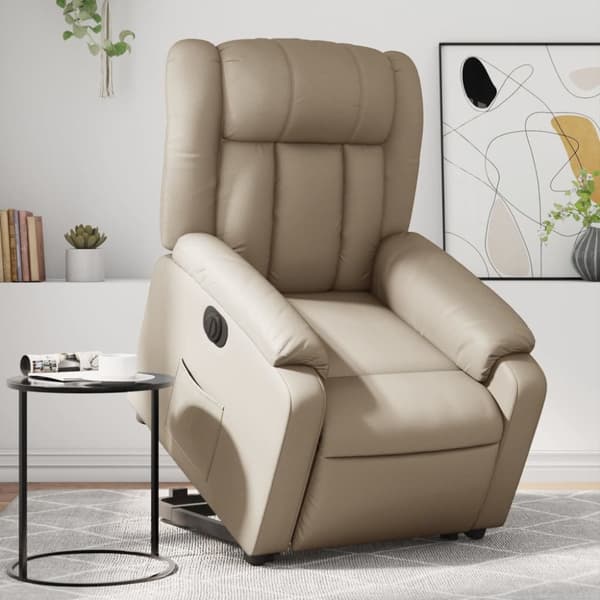 Reclinerfåtölj med uppresningshjälp cappuccino konstläder