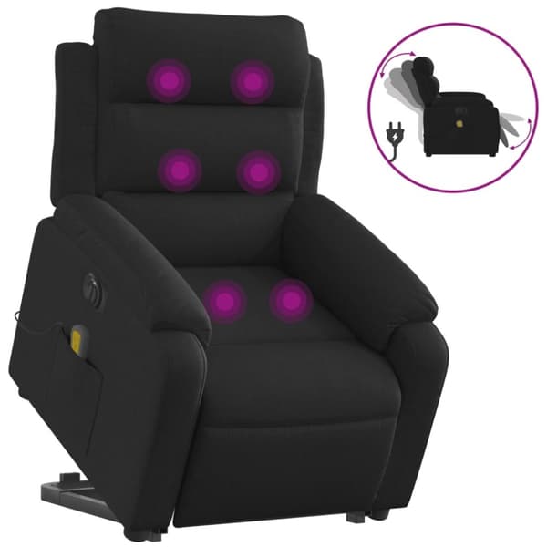 Elektrisk massagefåtölj med uppresningshjälp svart tyg