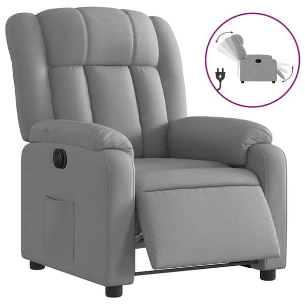 Elektrisk reclinerfåtölj ljusgrå tyg